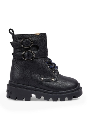 Gucci Kids Leather Buckled Biker Boots