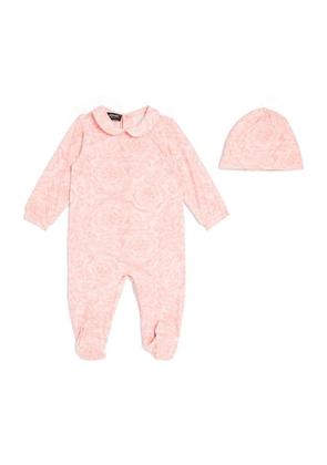 Versace Kids Barocco Print All-In-One And Hat Set (0-12 Months)