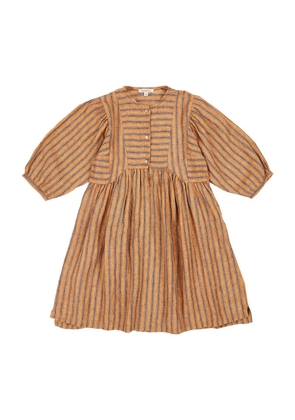 Caramel Linen Striped Yarrow Dress (3-12 Years)