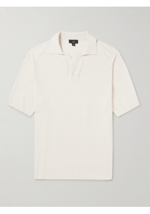 Dunhill - Ribbed Mulberry Silk and Cotton-Blend Polo Shirt - Men - Neutrals - M