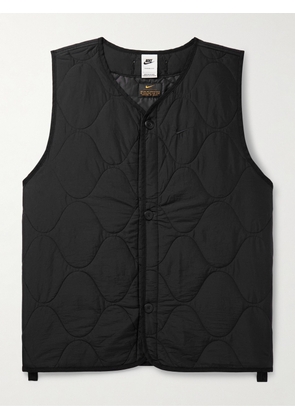 Nike - Logo-Embroidered Quilted Padded Ripstop Gilet - Men - Black - XS