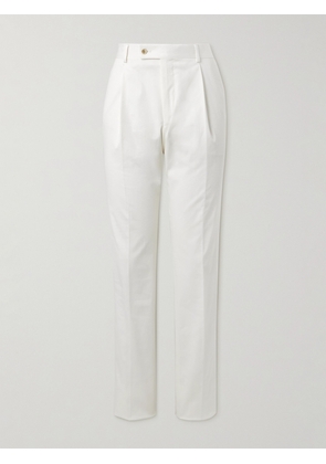 Caruso - Straight-Leg Pleated Cotton-Blend Trousers - Men - White - IT 46