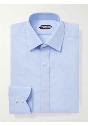 TOM FORD - Slim-Fit Cutaway-Collar Prince Of Wales Checked Cotton-Poplin Shirt - Men - Blue - EU 38