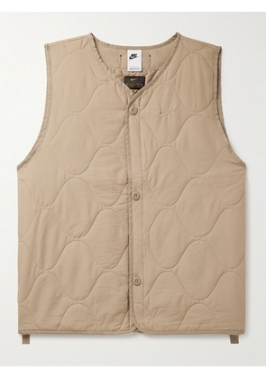 Nike - Logo-Embroidered Quilted Padded Ripstop Gilet - Men - Neutrals - XS