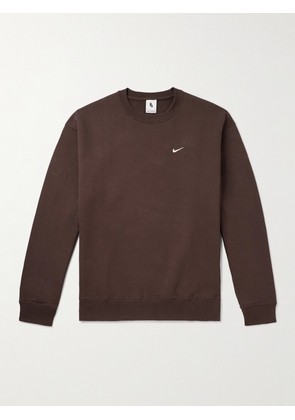 Nike - Solo Swoosh Logo-Embroidered Cotton-Blend Jersey Sweatshirt - Men - Brown - XS