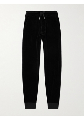 TOM FORD - Tapered Cotton-Blend Velour Sweatpants - Men - Black - IT 44