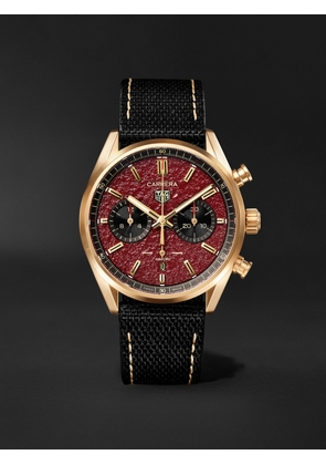 Bamford Watch Department - TAG Heuer Carrera Limited Edition Automatic 42mm 18-Karat Gold and Canvas Watch - Men - Red