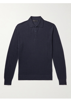 Saman Amel - Slim-Fit Cashmere and Silk-Blend Polo Shirt - Men - Blue - IT 46