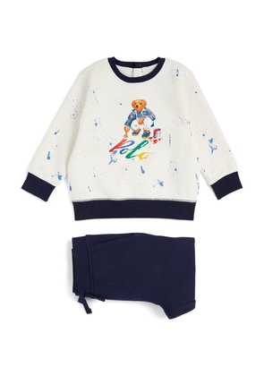 Ralph Lauren Kids Polo Bear Paint Sweatshirt And Sweatpants Set (3-24 Months)