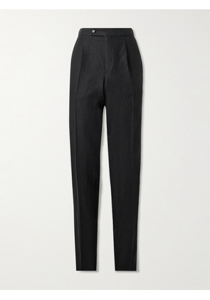 Caruso - Straight-Leg Pleated Linen Trousers - Men - Black - IT 48