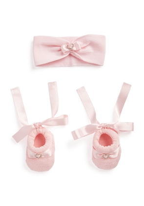 Story Loris Heart Bow Booties And Headband Set (1-9 Months)