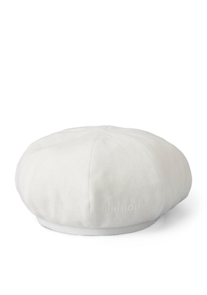 Miki House Linen Embroidered Logo Beret