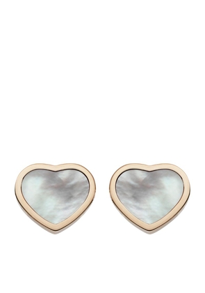 Chopard Rose Gold And Mother-Of-Pearl Happy Hearts Stud Earrings