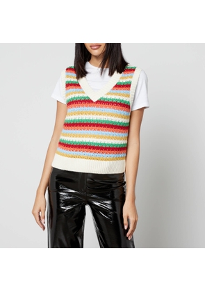 Kitri Winona Striped Crocheted Cotton-Blend Vest - XS