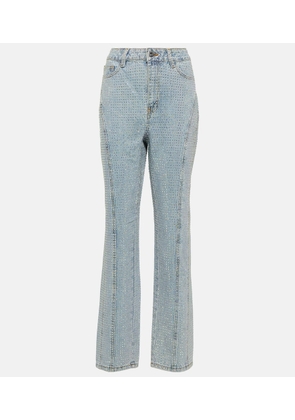 Self-Portrait Embellished high-rise straight jeans