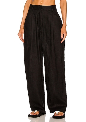 AEXAE Linen Trousers in Black - Black. Size L (also in M, S, XL, XS).