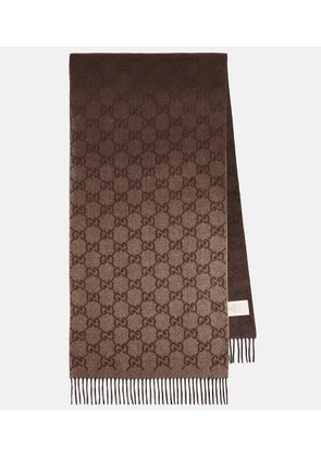 Gucci GG jacquard fringed cashmere scarf