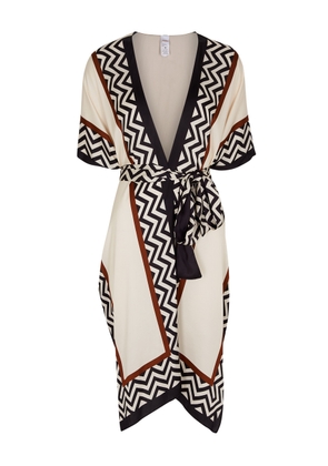 Max Mara Beachwear Estremo Printed Satin Kimono - Beige - One Size