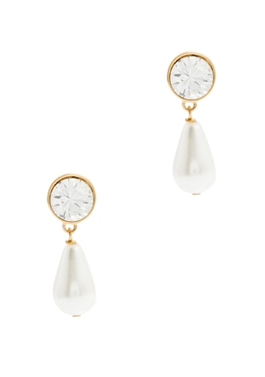 Kenneth Jay Lane Crystal and Pearl-embellished Drop Earrings
