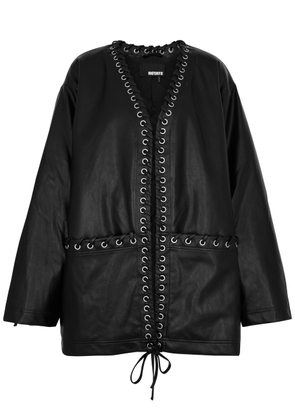 Rotate Birger Christensen Oversized Faux Leather Jacket - Black - 8