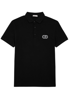 Valentino VLogo Piqué Cotton Polo Shirt - Black - L