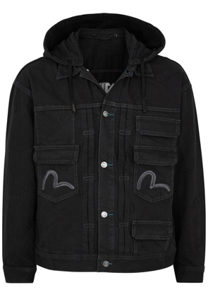 Evisu Logo-embroidered Hooded Denim Jacket - Charcoal - M