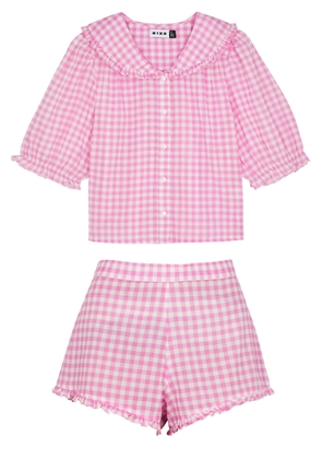 Rixo Alva Gingham Cotton Pyjama set - Pink - 16