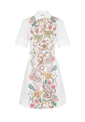 Evi Grintela Neda Floral-Print Cotton Mini Shirt Dress, Dress, White - S