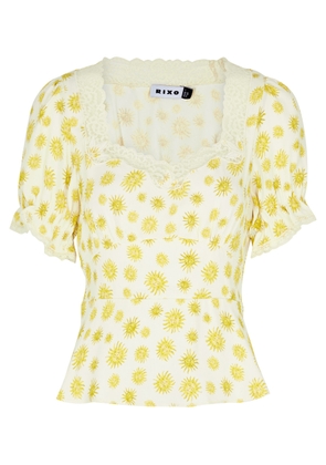Rixo Selva Printed Lace-trimmed top - Yellow - S