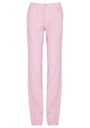 Mugler Spiral Panelled Wide-leg Jeans - Pink - 12