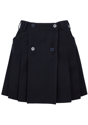 Simone Rocha Pleated Twill Mini Wrap Skirt - Navy - 6