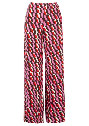 Diane Von Furstenberg Holly Printed Stretch-jersey Trousers - Pink - M