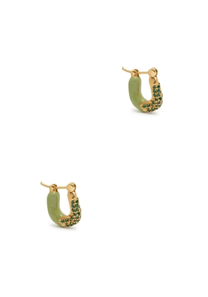 Joanna Laura Constantine Wave Mini Embellished Hoop Earrings - Green - One Size