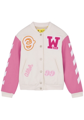 Off-white Kids Logo Wool-blend Varsity Jacket (8-12 Years) - White Other