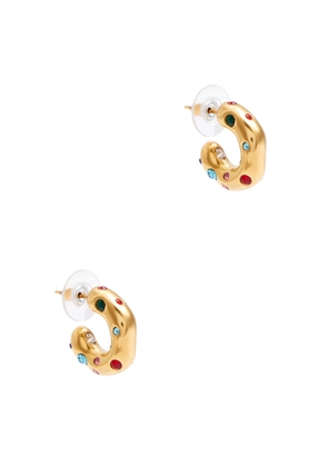 Kenneth Jay Lane Free Form Crystal-embellished Hoop Earrings - Multicoloured