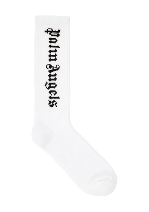 Palm Angels Logo-intarsia Cotton-blend Socks - White - S/M