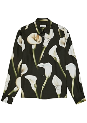 Lanvin Floral-print Silk-satin Shirt - Black - 38 (C15 / S)