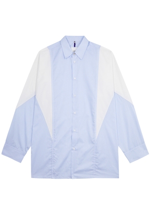 Oamc Arrow Panelled Cotton-poplin Shirt - Light Blue - L