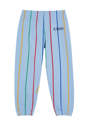 Mini Rodini Kids Striped Logo Cotton Sweatpants - Blue - 12 Months