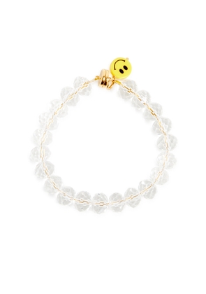 Timeless Pearly Smiley Crystal Beaded Bracelet - Yellow - One Size