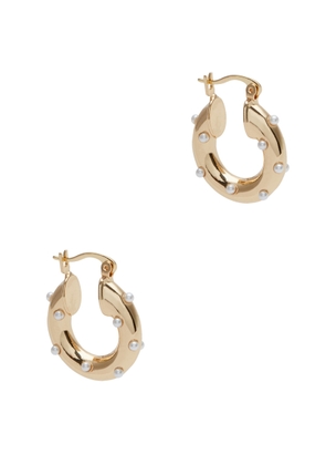 Fallon Pearl-embellished Gold-plated Hoop Earrings - One Size