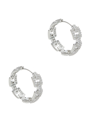Fallon Chain-embellished Hoop Earrings - Silver - One Size