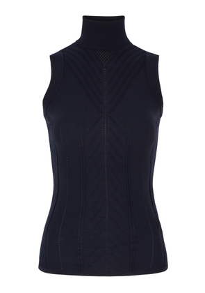 High Guise Roll-neck Stretch-knit top - Navy - S