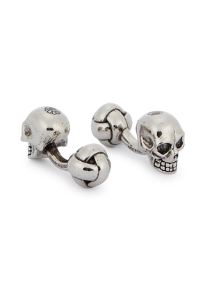 Alexander Mcqueen Skull Crystal-embellished Gunmetal Cufflinks - Silver