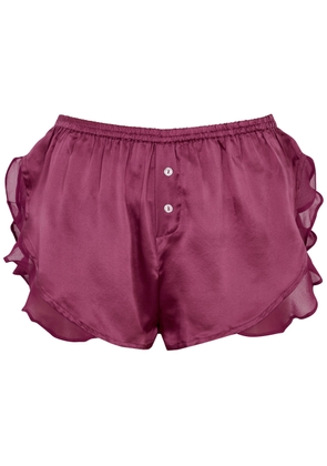 Love Stories Mae Ruffled Silk-satin Pyjama Shorts - Dark Pink - M