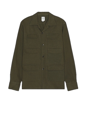 South2 West8 6 Pocket Classic Shirt in Olive - Olive. Size L (also in M, XL).