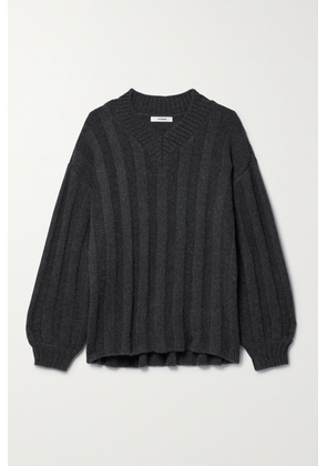 Interior - The Drew Oversized Ribbed Cashmere Sweater - Gray - x small,small,medium,large,x large
