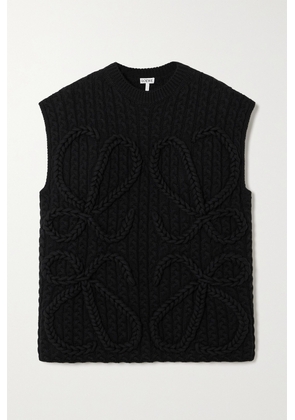 Loewe - Anagram Cable-knit Wool Vest - Black - x small,small,medium,large
