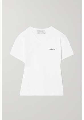 Coperni - Asymmetric Logo-print Cotton-jersey T-shirt - White - x small,small,medium,large,x large