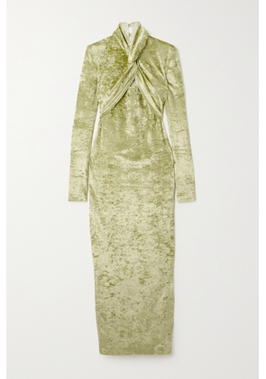 Nanushka - Twist-front Crushed-velvet Midi Dress - Green - xx small,x small,small,medium,large